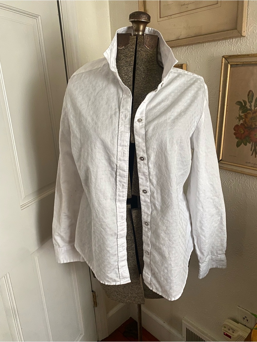 Nautica Classic Women’s White Cotton Button-Up Shirt Minimalist Preppy Size L